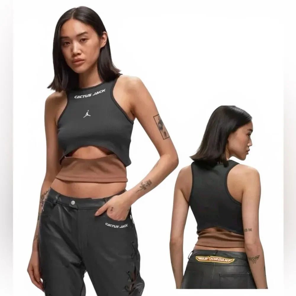 Jordan Women’s Cactus Jack Ribbed Crop Tank Top Black Activewear Medium